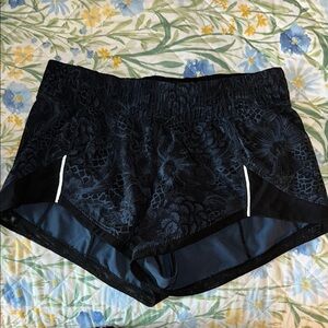 Lululemon Women's Black Floral Exercise Shorts